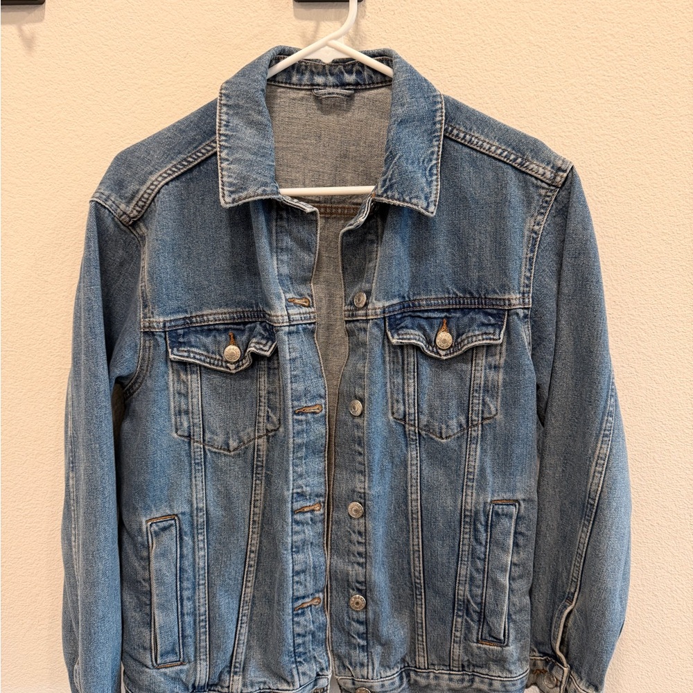 Topshop Moto Denim Jacket – Medium Wash